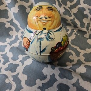 Vintage 1980 Bristol Ware Roly Poly CHEF Lidded Storage Tin